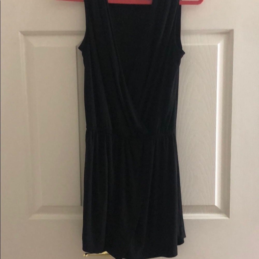 Black v-neck open romper dress